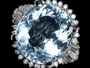 IW11192S【売り切り】新品【RK宝石】≪Aquamarine≫ 極上アクアマリン 特大15.33ct 極上ダイヤモンド 0.76ct Pt900 超高級リング ダイヤ