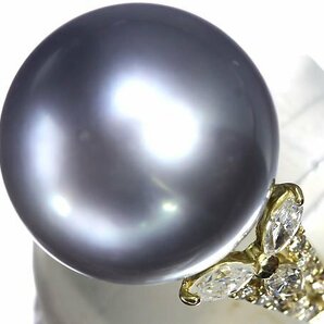 MM11748SS【1円～】新品【RK宝石】《Pearl》黒蝶真珠 特大 約15.2ｍｍ珠 極上ダイヤモンド 0.61ct K18 高級リング 南洋真珠 パール ダイヤの画像2