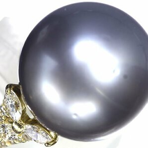 MM11748SS【1円～】新品【RK宝石】《Pearl》黒蝶真珠 特大 約15.2ｍｍ珠 極上ダイヤモンド 0.61ct K18 高級リング 南洋真珠 パール ダイヤの画像1