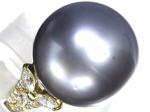 MM11748SS【1円～】新品【RK宝石】《Pearl》黒蝶真珠 特大 約15.2ｍｍ珠 極上ダイヤモンド 0.61ct K18 高級リング 南洋真珠 パール ダイヤ