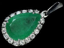 IOL11746SS【1円～】新品【RK宝石】《Emerald》天然エメラルド 特大8.18ct!! 極上ダイヤモンド 1.1ct Pt900 超高級ペンダントヘッド ダイヤ_画像1