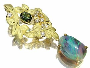 MU11713SS【1円～】新品【RK宝石】≪opal≫ 天然オパール 大粒4.05ct!! 極上サファイア 極上ダイヤモンド K18 高級ペンダントヘッド ダイヤ