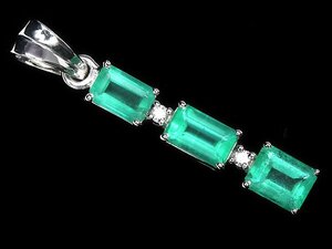 OR11712SS【1円～】新品【RK宝石】≪Emerald≫ 極上エメラルド 3石 総計1.92ct!! 極上ダイヤモンド K18WG 高級ペンダントヘッド ネックレス