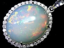 IIL11714SS【1円～】新品【RK宝石】≪opal≫ 天然オパール 特大16.3ct 極上ダイヤモンド 0.83ct K18WG 超高級ペンダントヘッド ネックレス_画像3