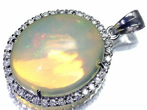 IIL11714SS【1円～】新品【RK宝石】≪opal≫ 天然オパール 特大16.3ct 極上ダイヤモンド 0.83ct K18WG 超高級ペンダントヘッド ネックレス