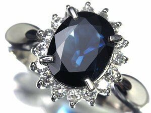 OR11607S[1 jpy ~] new goods finish [RK gem ]{Sapphire} jewelry maki fine quality sapphire large grain 2.26ct! finest quality diamond Pt850 high class ring diamond 