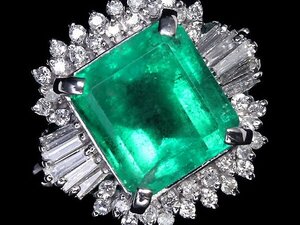 III11488T[1 jpy ~] new goods finish [RK gem ]{Emerald} finest quality emerald extra-large 3.33ct!! finest quality diamond Pt900 super high class ring diamond 