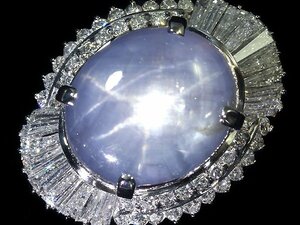 IVR11531SS[1 jpy ~] new goods [RK gem ] gorgeous!! fine quality non heating Star sapphire double extra-large 19.2ct! finest quality diamond 1.73ct Pt900 super high class ring diamond 