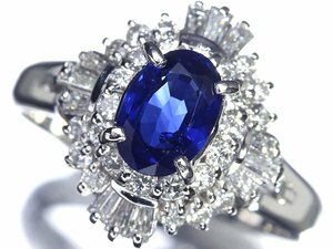 MM11558S【1円～】新品仕上【RK宝石】≪Sapphire≫ 極上サファイア 大粒0.97ct 極上ダイヤモンド 総計0.64ct Pt900 高級リング ダイヤ