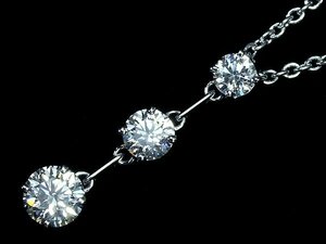 IUL11720SS[1 jpy ~] new goods [RK gem ]VS-2 H&C finest quality diamond large grain 0.544ct SI-1 finest quality diamond 2 stone Pt900 Pt850 super high class trilogy necklace 