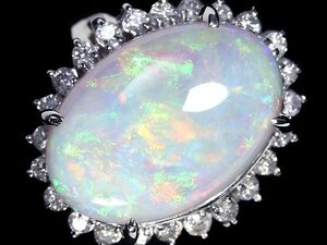 ML11829S【1円～】新品【RK宝石】≪opal≫ 魅惑の遊色!! 極上オパール 特大5.04ct!! 極上ダイヤモンド Pt900 高級リング ダイヤ