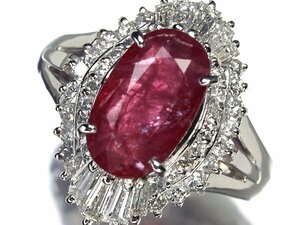 ILM11798SS【1円～】新品【RK宝石】《Ruby》天然非加熱ルビー 特大2.687ct!! 極上ダイヤモンド 総計1.24ct Pt900 超高級リング ダイヤ