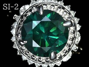OW11497SS【1円～】新品【RK宝石】《Diamond》 SI-2 極上ブルーグリーンダイヤモンド 超特大3.22ct!! 極上脇石ダイヤ Pt900 超高級リング