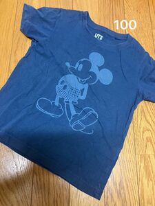 ユニクロ　ミッキーマウス　ミッキー　半袖Tシャツ　子供　子供服　Tシャツ　キッズ　半袖　ネイビー　プリント　UT