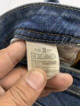 LEVI'S LADY STYLE リーバイス TA502 ポリ綿ストレッチ 濃淡色落ち 加工 & たたきリペア デニム ジーンズ パンツ W 28 約 70cm_画像9