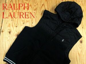 ★ラルフローレン RalphLauren★メンズ ナイロン切替 フーディスウェットジップベスト ワンポイントポニー★R60428040A