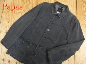 ★パパス Papas★メンズ カバーオール風 ステンカラーデニムジャケット★R60512014A