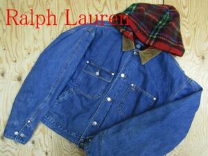 ★ラルフローレン RalphLauren★メンズ 裏フリース フード付き デニムジャケット 襟コーデュロイ★R60519072A