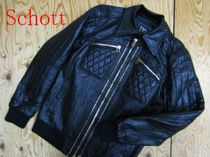 *Schott Schott * sheep leather lambskin pateto processing ram leather rider's jacket *R60519049A