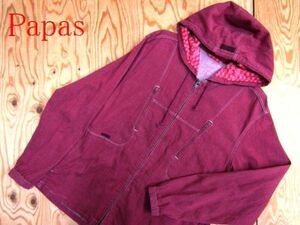 ★パパス Papas★メンズ ストレッチコットン フーディジップジャケット★R60519045A