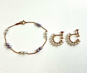 ICH[ used beautiful goods ] beautiful goods tasaki earrings K18 baby pearl 3.8g/ bracele 2.3g (207-240520-ss2-ICH)