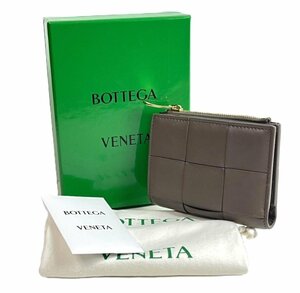 ICH[ б/у прекрасный товар ] Bottega Veneta 701458 двойной бумажник кассета maxi сетка тауп серый (206-240507-ss15-ICH)