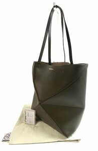 ICH【中古美品】 極美品 未使用 ロエベ LOEWE パズル フォルド トート シャイニーカーフ ダークカーキグリーン〈205-240429-ss2-ICH〉