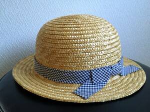 *HusHusH HusHush * silver chewing gum check. ribbon . pretty natural . straw hat *48cm*8497