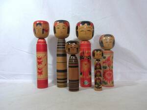 古物 こけし コケシ 古玩 郷土玩具 KOKESHI DOLL 6体 平賀貞蔵 佐藤俊昭 清原たかを 佐藤栄一 一倉正道