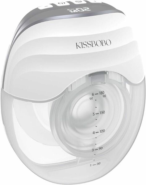 KISSBOBO 搾乳器 電動 軽量で薄型手なしの電気胸ポンプ 電動タイプ ホワイトカラー