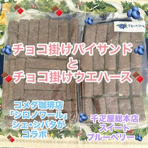 平塚製菓の工場直売品チョコ掛けパイサンド　千疋屋総本店のOEM &シェシバタコラボのチョコ掛けウエハースが存分楽しめるセット