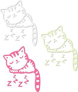 Felimoa 蓄光ステッカー 暗闇で光る 眠る猫 インテリア 飾り 3色セット