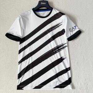 【極美品】EMPORIO ARMANI エンポリオ アルマーニ 半袖 Tシャツ イーグル ロゴ EA7 総柄 メンズ 白