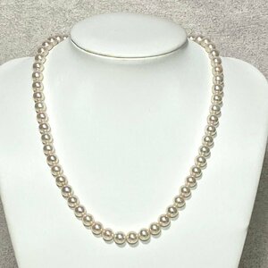 ☆【KJC】 アコヤ真珠　あこやパール　ネックレス　パールチョーカー　SILVER金具　サイズ約6.5ー約7.0mmくらい　長さ約42.5㎝　あこや真珠