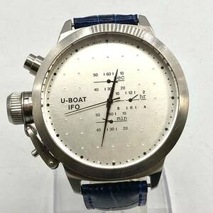 【稼働品】U-BOAT IFO　LIMITED　1000　クォーツ　クロノ　メンズ　時計　シルバー文字盤　