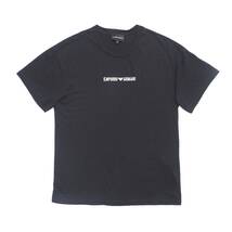 GP9529□エンポリオアルマーニ/EMPORIO ARMANI*ロゴプリント*クルーネック/丸首*Tシャツ/カットソー*ブラック系/黒系*メンズ*sizeXS_画像1