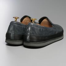 MG0689//*プラダ/PRADA*メンズ9/レザースリッポン/スニーカー/ローカット/バブーシュ/アンコンシューズ/靴/紺/ネイビー_画像4