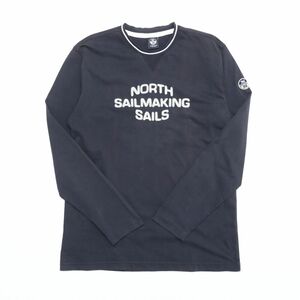 TH4597□ノースセール/NORTH SAILS*ロゴ刺繍*クルーネック/丸首*長袖*Tシャツ*カットソー*ネイビー系/紺系*メンズ*sizeXL