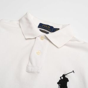 GP5838▽ポロラルフローレン/POLO RALPH LAUREN*メンズS*ビッグポニー*コットン 鹿の子 長袖 ポロシャツ*プルオーバー*ホワイトの画像5