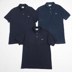 TH2398 ラコステ/LACOSTE*3点セット*ポロシャツ*ワニロゴワッペン*コットン*半袖シャツ*メンズ*size4