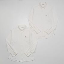 TH5289 ラコステ/LACOSTE*2点セット*ボタンダウンシャツ*鹿の子*天竺*ホワイト系*ワニロゴワッペン*長袖シャツ*メンズ_画像1