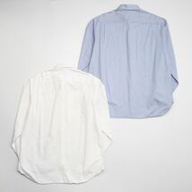 W1541 アルマーニコレッツィオーニ*2点セット*レギュラーカラーシャツ+ダブルカフスシャツ*ホワイト*ブルー*コットン/長袖シャツ*メンズ_画像1