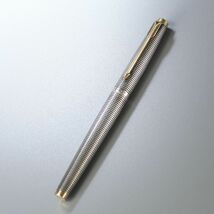 TH1272◎初期 PARKER パーカー 75 シズレ フラットトップ スターリングシルバー 14金 刻印:14K 63 万年筆 筆記具 0目盛り コンバーター付_画像1