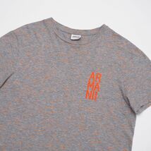 TG7174□アルマーニコレツィオーニ/ARMANI COLLEZIONI*クルーネック/丸首*半袖*Tシャツ/カットソー*杢グレー×オレンジ*メンズ*S～M相当_画像3