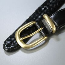 MF3567◎COACH コーチ 5922 編み込み メッシュ レザーベルト 革ベルト サイズ95cm メンズ ブラック 全長:約114.5cm アジャスタ―調節_画像4