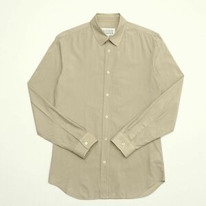 GP9664▽メゾン マルジェラ/Maison Margiela*カレンダータグ*長袖*レギュラーカラーシャツ/ソリッドシャツ*メンズ46*ベージュ系