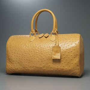 GP9743: Ostrich кожа сумка "Boston bag" * путешествие сумка * страус кожа * сумка * Camel 