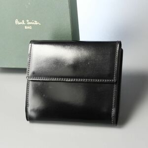 ME8177◎Paul Smith ポールスミス コードバン 馬革 3つ折り財布 革財布 ミニウォレット レザーウォレット 小銭入れあり ブラック