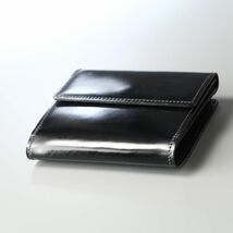 ME8177◎Paul Smith ポールスミス コードバン 馬革 3つ折り財布 革財布 ミニウォレット レザーウォレット 小銭入れあり ブラック_画像5