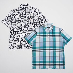 TH5291vMunsingwear Munsingwear wear men's L check pattern Random Logo pattern polo-shirt with short sleeves pull over shirt 